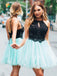 Halter Sleeveless Beading Top Short Tulle Homecoming Dresses, HD0546