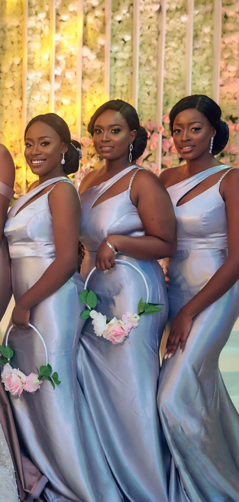 Simple Mermaid One-shoulder Cheap Long Bridesmaid Dresses Online,RBWG0045