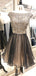 A-line Cap Sleeves Beading Top Tulle Homecoming Dresses, HD0493