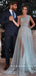 A-Line One Shoulder Tulle Beaded Long Prom Dresses With Sash,RBPD0024