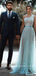A-Line One Shoulder Tulle Beaded Long Prom Dresses With Sash,RBPD0024