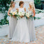 A-Line Floor-length V-Neck Light Grey Chiffon Long Bridesmaid Dresses, BD0463