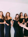 Mermaid Off-shoulder Sexy V-neck Black Long Bridesmaid Dresses, BD0591