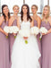 A-line Floor-length Spaghetti Straps Grey Chiffon Bridesmaid Dress with Ruffles, BD0502