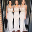 Mermaid V-Neck Backless Sweep Train Tulle Long Evening Prom Gowns, Bridesmaid Dress, BD0485