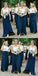 A-Line Spaghetti Straps Dark Blue Chiffon Bridesmaid Dresses With Ruffles, BD0101