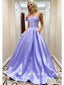 Simple A-Line Spaghetti Straps Satin Cheap Long Prom Dresses Online,RBPD0028