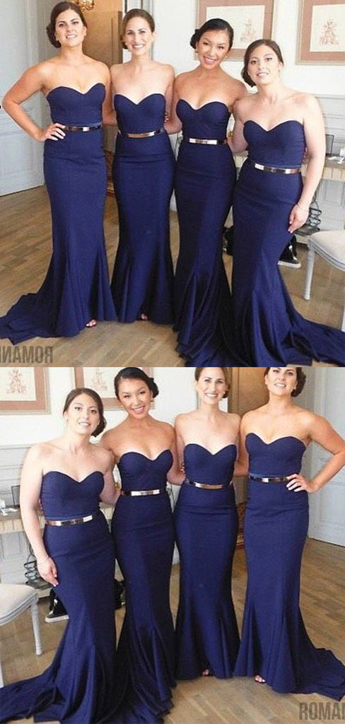 Women Sexy Mermaid Sweet Heart Royal Blue Cheap Long Wedding Party Bridesmaid Dresses, WG106