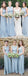 A-Line Round Neck Sleeveless Light Blue Satin Simple Cheap Bridesmaid Dress, BD0507