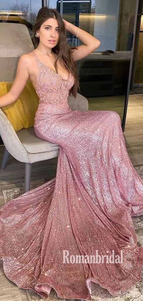 Sexy Spaghetti Straps Mermaid Cheap Long Prom Dresses,RBPD0123
