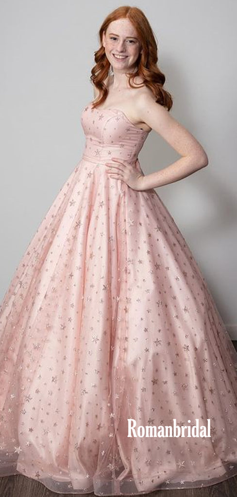 Simple Straight A-line Pink Cheap Long Prom Dresses,RBPD0113