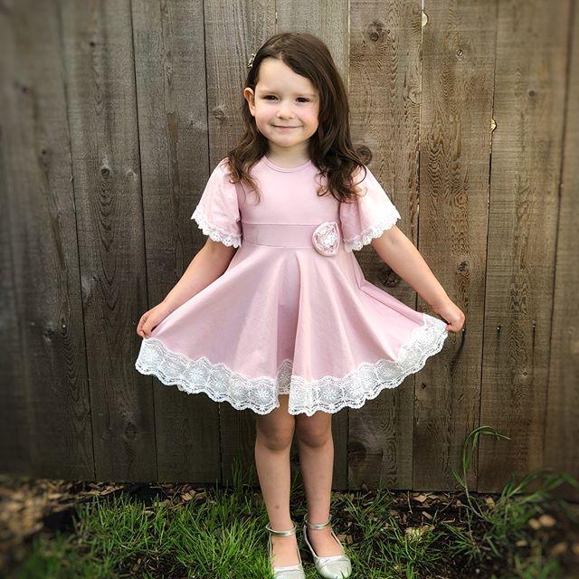 Newest Round Neck Short Sleeves Lace Pink Flower Girl Dresses, FG0130