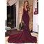 Mermaid V-Neck sleeveless modern evening party dress with tailing, Long prom dresses,  PD0102