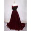 Gorgeous Burgundy Lace Back Up Prom Dresses With Belt, PD0703