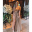A-line Floor-length Deep V-neck Beading Top Prom Dress, PD0639