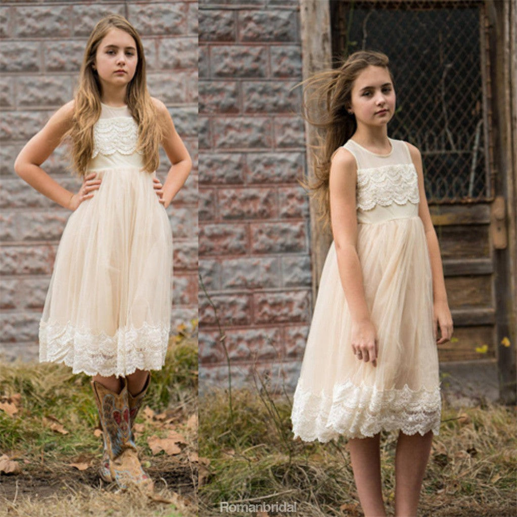Flower girl dress, ivory flower girl dress, girls dress, country flower girl, ivory lace dress, FG0122