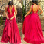 Sexy Floor-length A-Line Backless Deep V-Neck open-back formal dress, long prom dresses,  PD0101