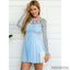 New Arrival Lace Appliques Top Short Chiffon Long Sleeves Homecoming Dress, HD303
