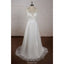 A-line V-neck Lace Top Tulle Skirt Sleeveless Simple Cheap Wedding Dress, WD0373