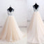 Popular Sexy Deep V-neck sleeveless Applique Tulle Wedding Dresses With Train, WD0348