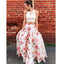 Newest Floor-length Two Piece lace Appliques evening dresses, Printed Round Neck long prom dresses , PD0526