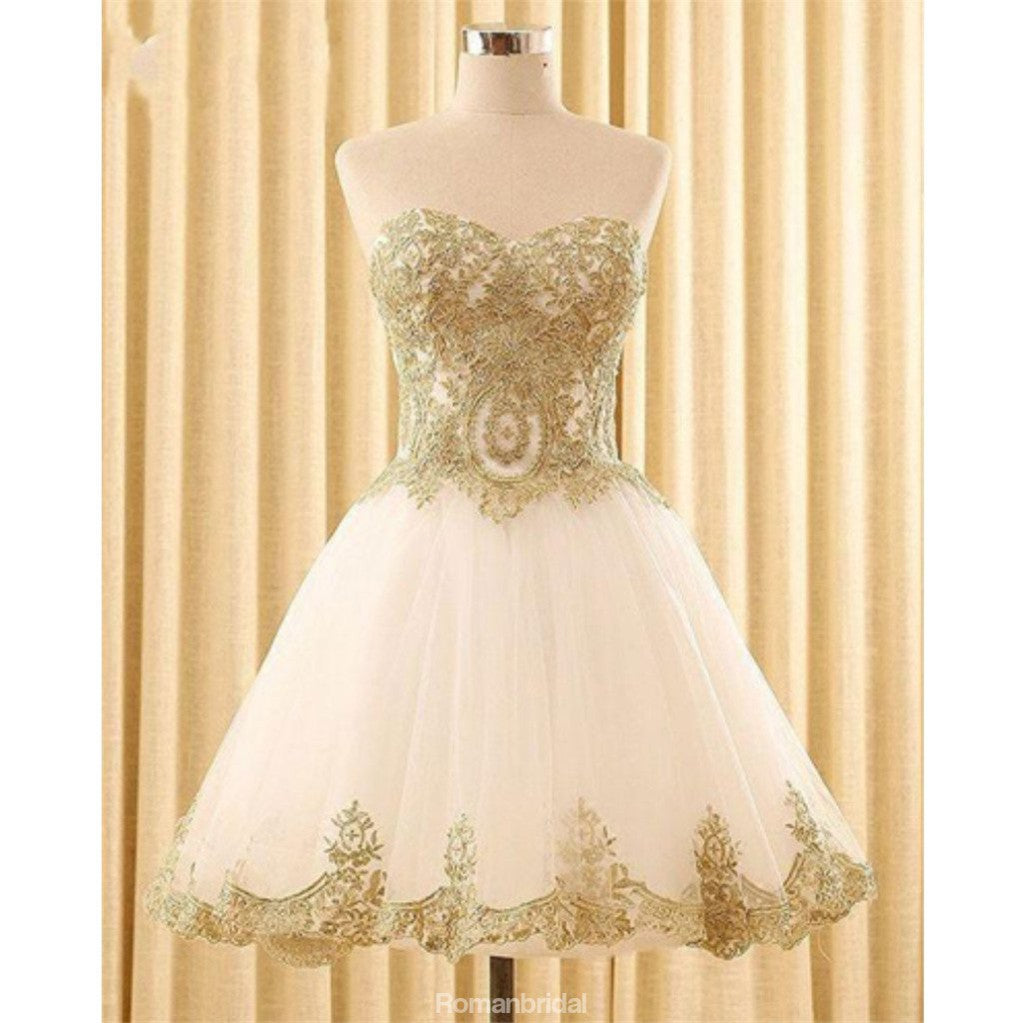 A-line Sweetheart Appliques Sleeveless Lace up Back Tutu Homecoming dresses, HD0379