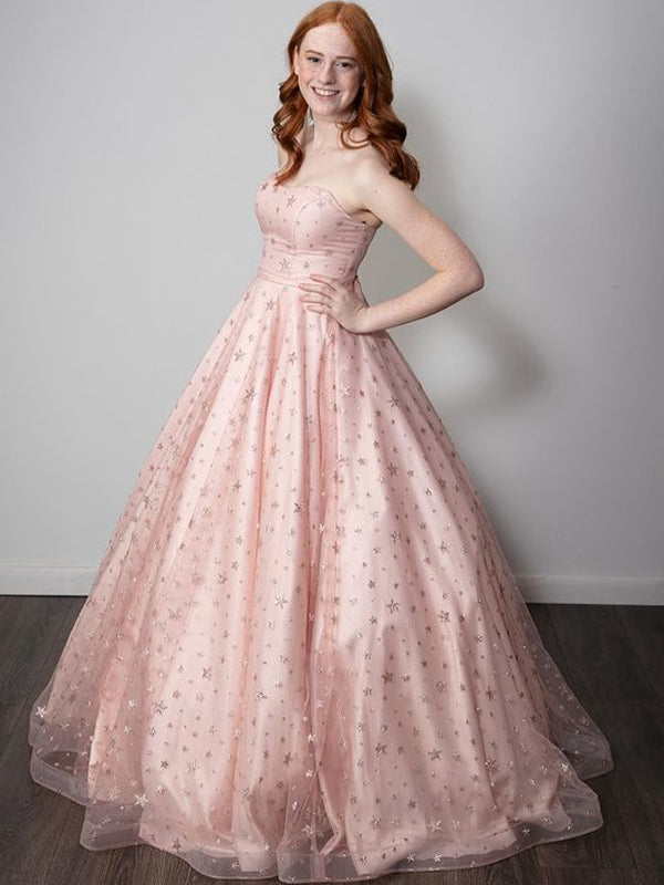 Simple Straight A-line Pink Cheap Long Prom Dresses,RBPD0113