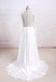 Newest Round Neck Long sleeves Lace Top Chiffon Simple Beach Wedding Dresses, WD0368
