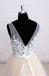 Popular Sexy Deep V-neck sleeveless Applique Tulle Wedding Dresses With Train, WD0348
