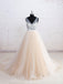 Popular Sexy Deep V-neck sleeveless Applique Tulle Wedding Dresses With Train, WD0348