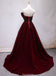 Gorgeous Burgundy Lace Back Up Prom Dresses With Belt, PD0703