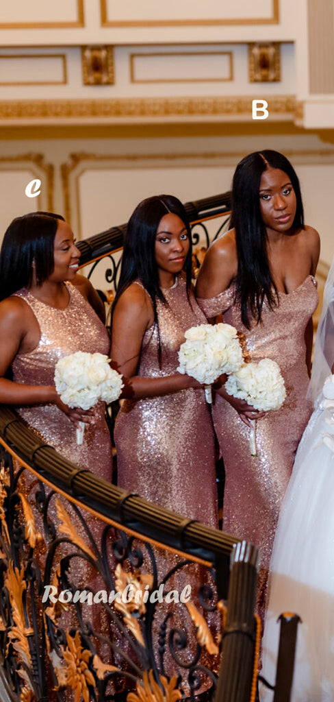 Mismatched Mermaid Sweetheart Sequin Long Bridesmaid Dresses Online,RBWG0053