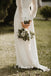 Simple A-Line V-Neck Long Sleeves Floor Length Wedding Dresses,RBWD0004