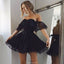 A-Line Off-the-Shoulder Black Lace Short Mini Sexy Homecoming Dress, HD0396