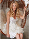 A-Line Straps V-Neck Cute Appliques Tulle Homecoming Dresses, HD0539