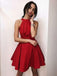 Newest Simple Halter Red Cheap Backless Short Homecoming Dress, HD0401