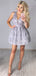 A-line V-neck Sleeveless Lace Appliques Short Homecoming Dresses, HD0517