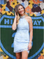 Halter Beading Sleeveless Appliques Lace-up Back Homecoming Dresses, HD0543