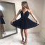 Sexy Deep V-neck Black Chiffon Simple Cheap Short Homecoming Dress, HD0398