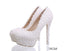 Pearls Lace Pointed Toe White High Heels Wedding Bridal Shoes, S016