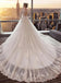 Unique 3/4 Sleeves Open-Back Lace Appliques Wedding Dresses With Train, WD0422