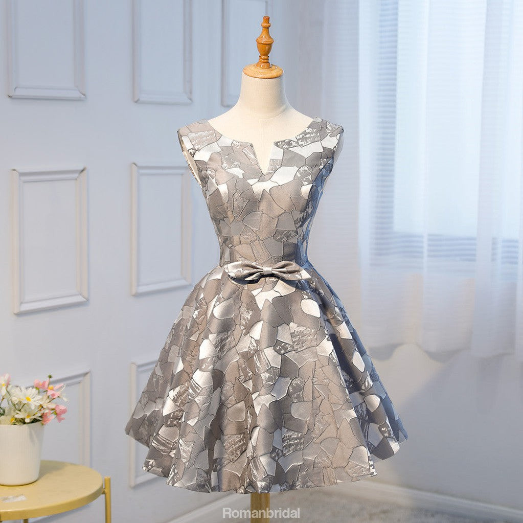 Charming V-back A-line Sleeveless Zipper Back Simple Homecoming Dresses, HD0388