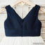 Navy Chiffon V-neck White Skirt Flower Girl Dresses, Simple Little Girl Dresses, FG081