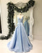 Spaghetti Straps Lace Up Back Simple Blue Prom Dress, PD0640