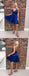 A-line Spaghetti Straps Sexy V-neck Backless Sleeveless Short Homecoming dresses, HD0375