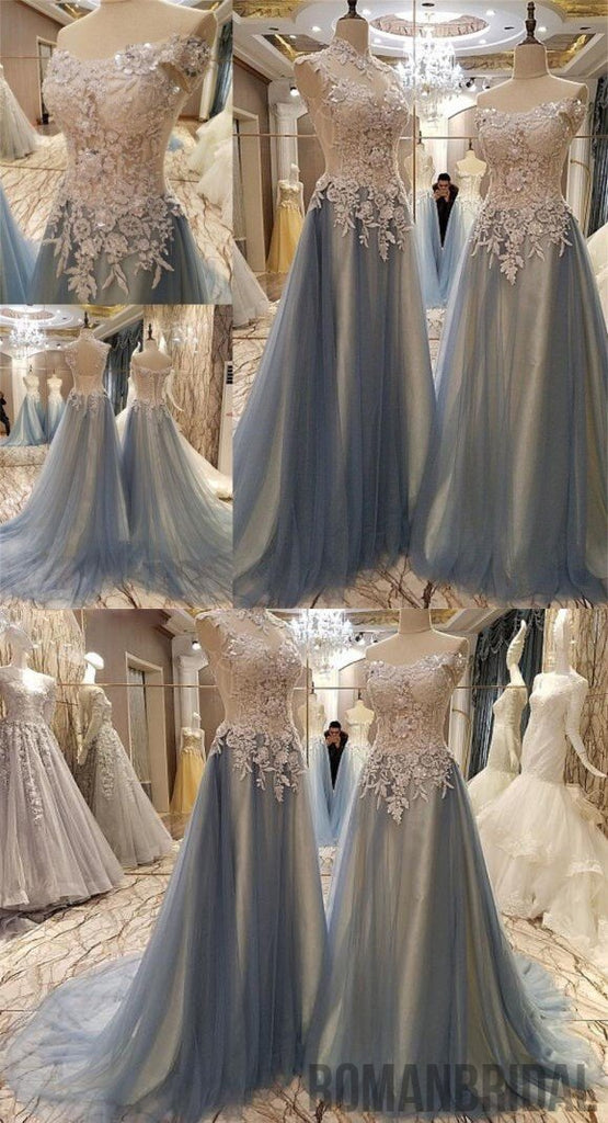 New Arrival Lace Appliques Beading Gorgeous Tulle Off Shoulder Elegant Prom Dress, PD0260