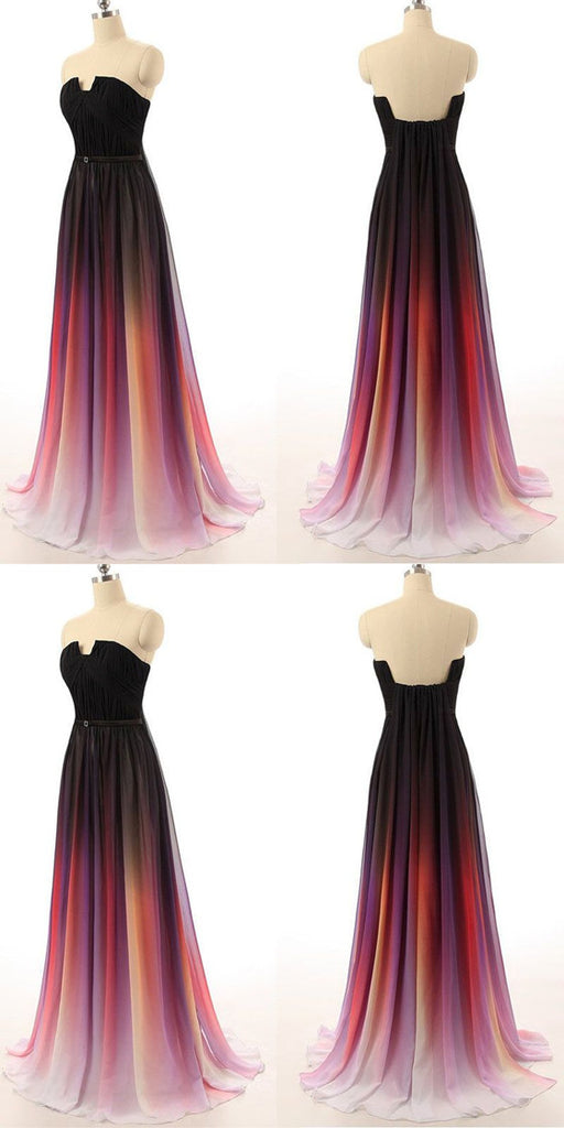 A-line Sweetheart Long Elegant Chiffon Prom Dresses, PD0586