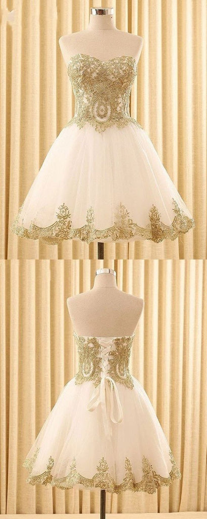 A-line Sweetheart Appliques Sleeveless Lace up Back Tutu Homecoming dresses, HD0379