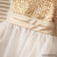 Gold Sequin Simple Cutest  Cheap Soft Pretty Flower Girl Dresses With Bow, FG0089