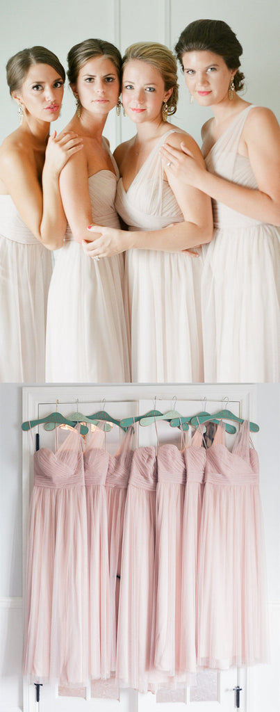 A-line Sweetheart One-shoulder Tulle Bridesmaid Dresses, BD0564